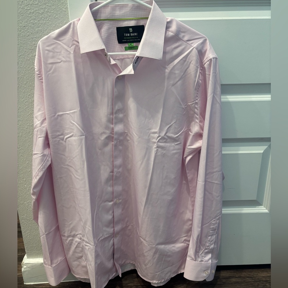 Tom Baine Performance Collection Men’s Pink Slim Fit Dress Shirt Size XL